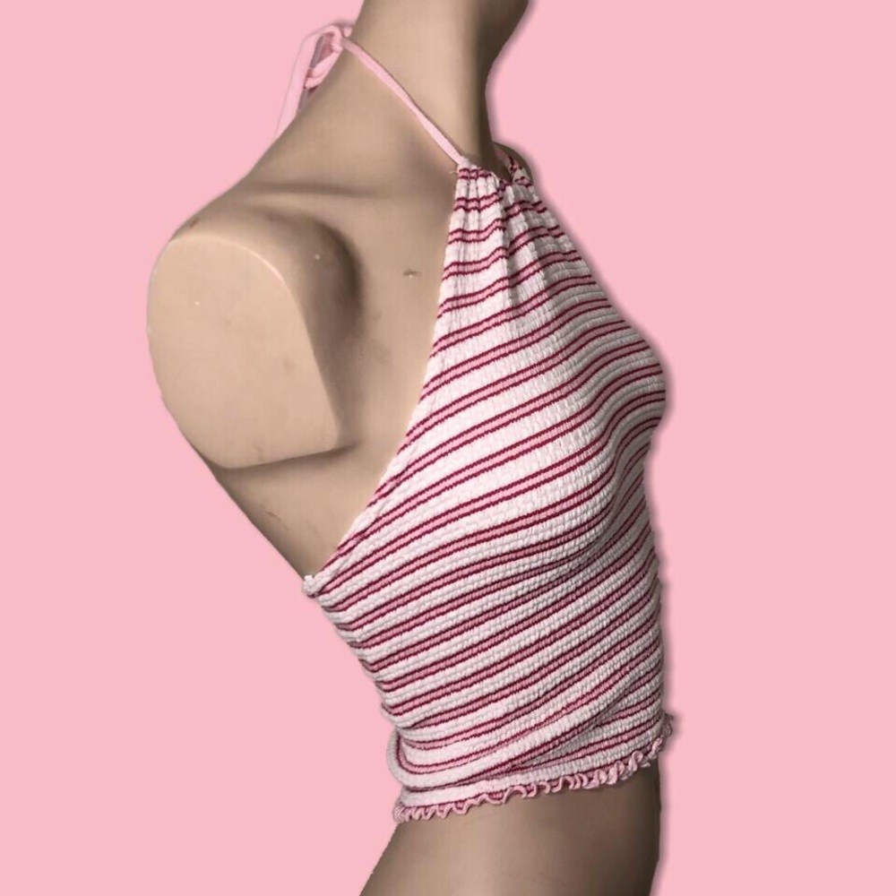 Y2K pink striped tie top cami